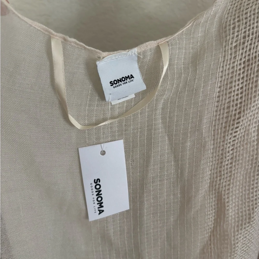 Sonoma Kimono Wrap O/S White Swan Mesh Knit Handkerchief Hem WSN21LP11